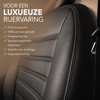 Sitzbezüge Ford Transit Custom 2013  - 2023 – Fezz zwart – Sitzbezüge aus Kunstleder – perfekte Passform ((Sitz/Doppelsitzbank-mit geteilter Sitzfläche der Doppelsitzbank))
