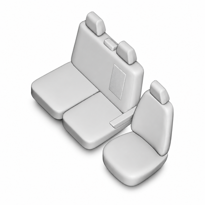 Sitzbezüge Ford Transit Custom 2013  - 2023 – Fezz zwart – Sitzbezüge aus Kunstleder – perfekte Passform ((Sitz/Doppelsitzbank-mit geteilter Sitzfläche der Doppelsitzbank))