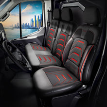 Bodrum stoelhoes, stoelhoezen voor Fiat E-Ducato 2021 - heute, Schwarz Rot, Jacquardstoff Lederoptik, Sitz/Bank