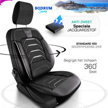 Bodrum stoelhoes, stoelhoezen voor Ford Transit Custom 2012 - 2023, Schwarz Grau, Jacquardstoff Lederoptik, Sitz/Sitz
