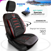 Bodrum stoelhoes, stoelhoezen voor Fiat E-Ducato 2021 - heute, Schwarz Rot, Jacquardstoff Lederoptik, Sitz/Bank
