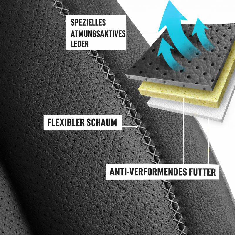 Sitzbezüge Ford E-Transit Custom 2023 - heute – Miami schwarz – perfekte Passform (Sitz/Sitz)