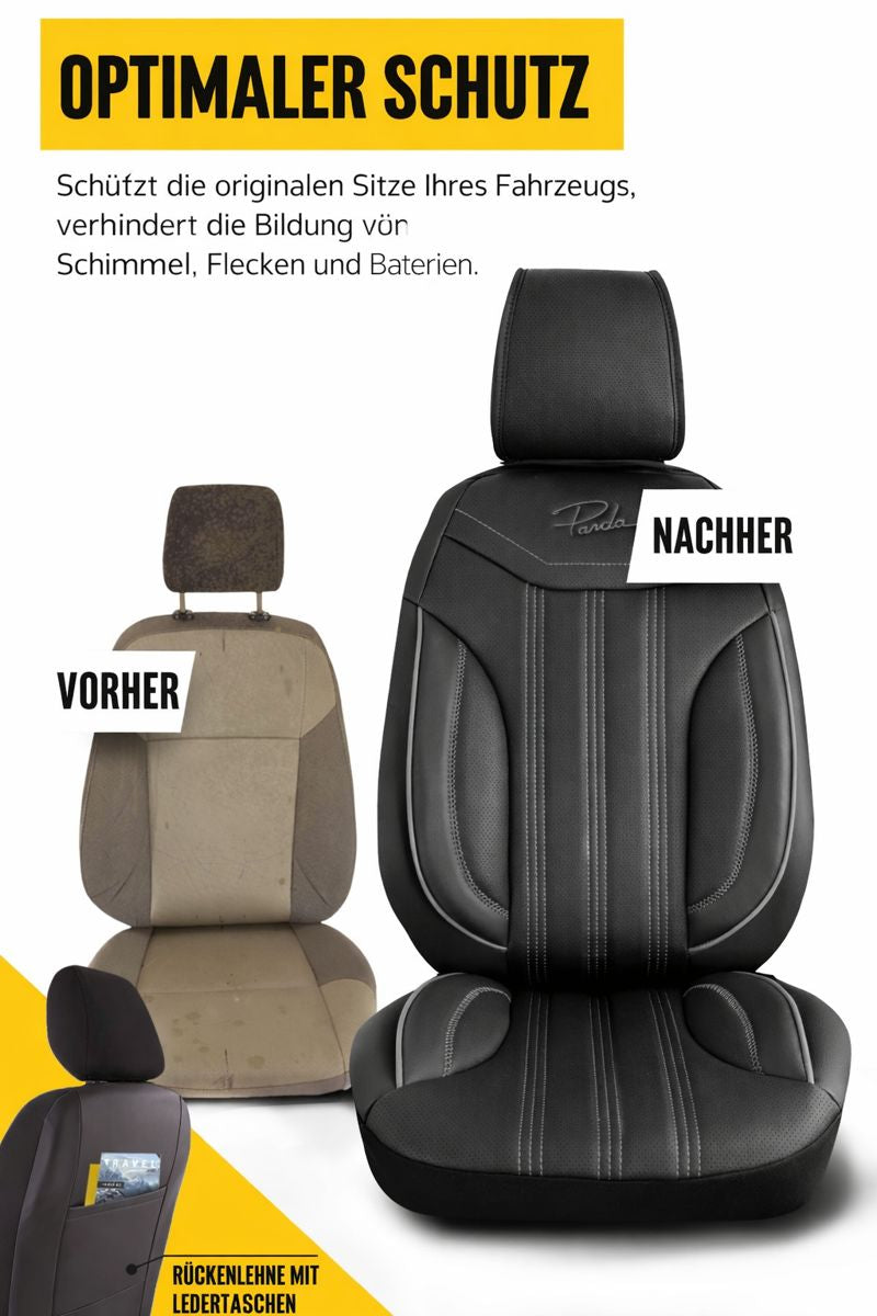 Sitzbezüge Ford E-Transit Custom 2023 - heute – Miami schwarz – perfekte Passform (Sitz/Sitz)