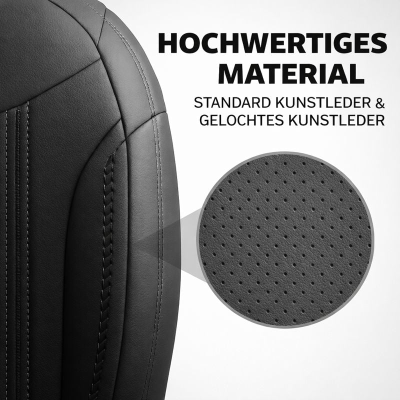 Sitzbezüge Ford E-Transit Custom 2023 - heute – Miami schwarz – perfekte Passform (Sitz/Sitz)