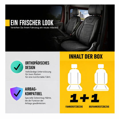 Sitzbezüge Citroen Jumpy 2007 - 2016 – Prestige schwarz – perfekte Passform (Sitz/Sitz)