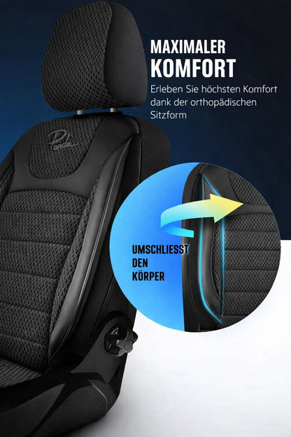 Sitzbezüge Citroen Jumpy 2007 - 2016 – Prestige schwarz – perfekte Passform (Sitz/Sitz)
